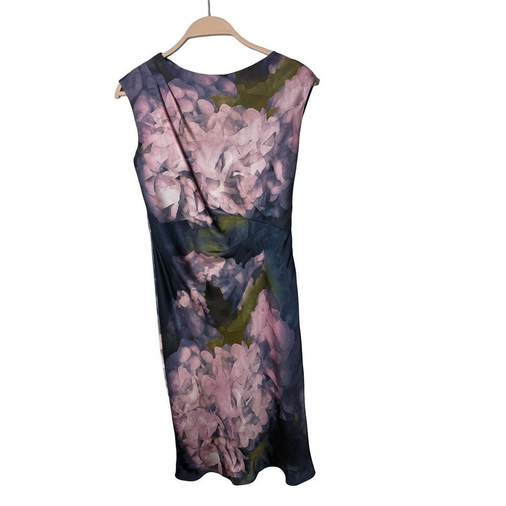 Suzi Chin Maggy Boutique Size 4 Pastel Cottage Silky Satin Midi Elegant Dress